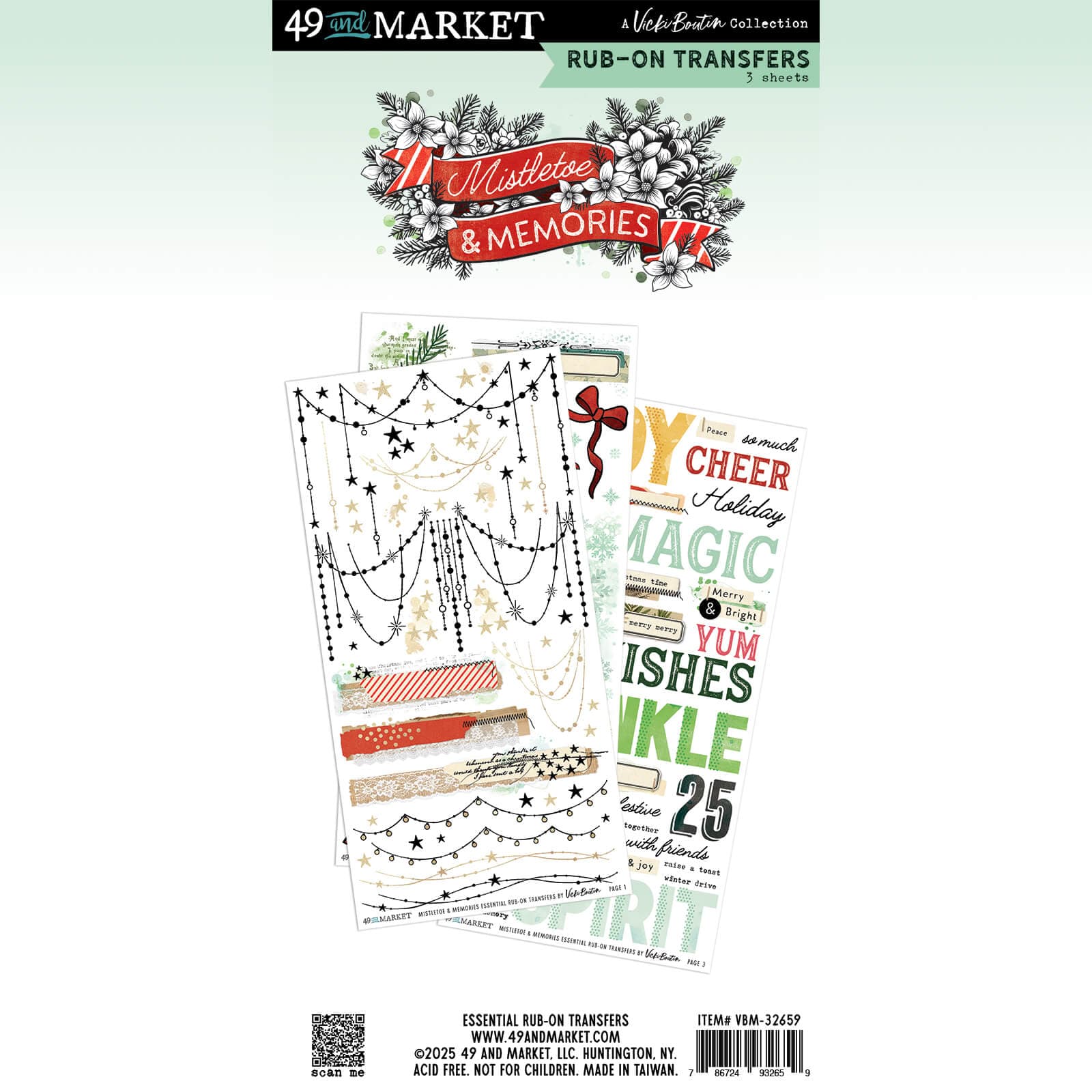 49 & Market Rub-on Transfers 49 And Market Rub-On Transfer Set Essential, Mistletoe And Memories - VBM-32659