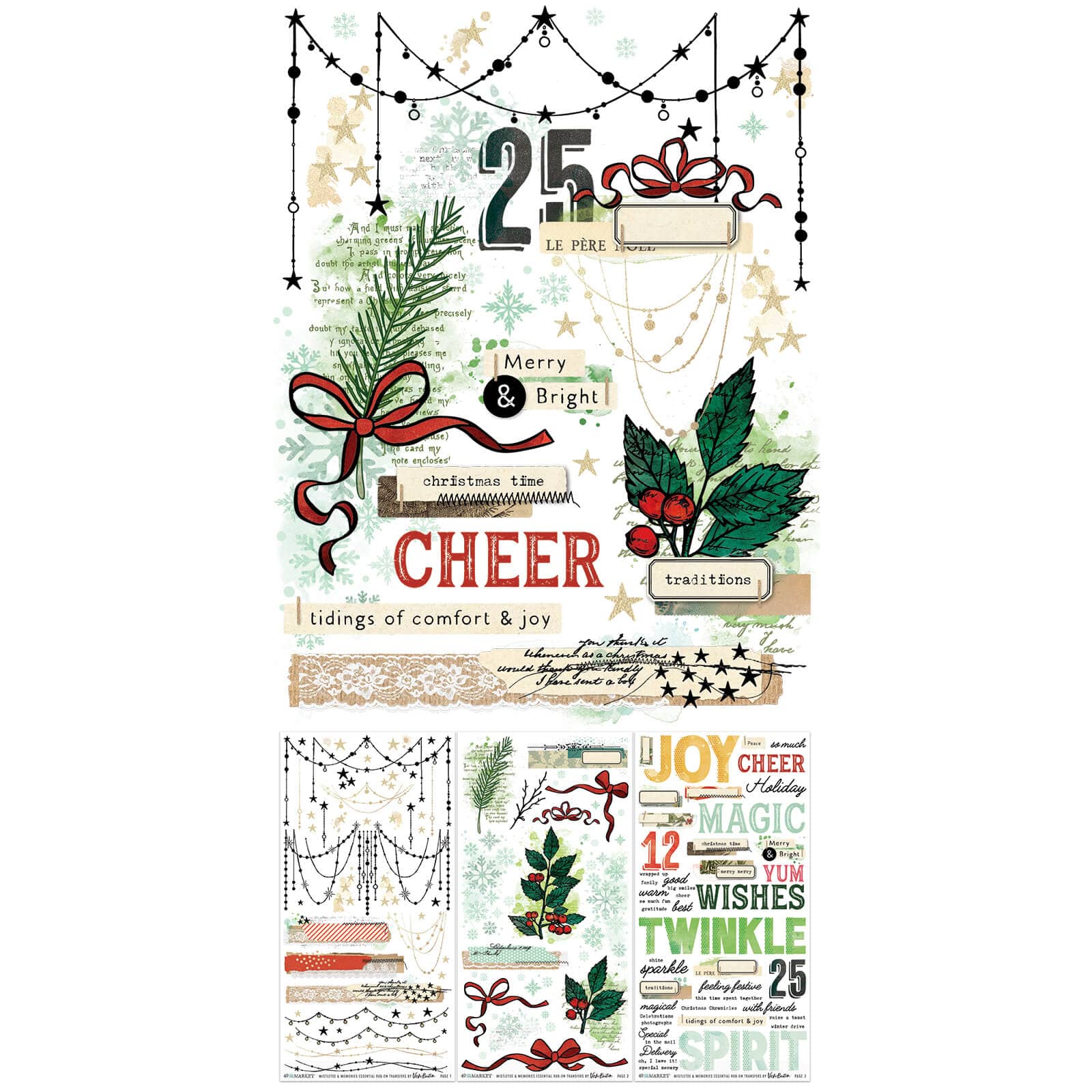 49 & Market Rub-on Transfers 49 And Market Rub-On Transfer Set Essential, Mistletoe And Memories - VBM-32659