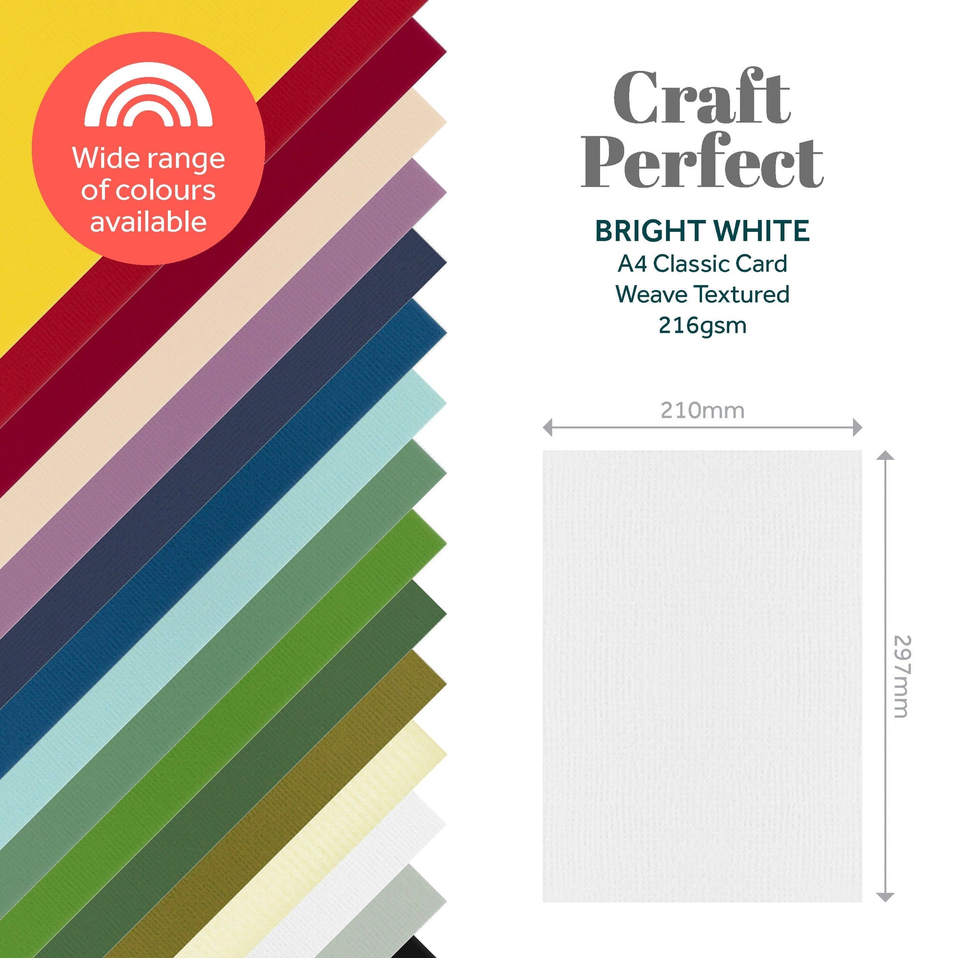 Craft Perfect Classic Card Classic Card  - Bright White - Weave Textured - A4 - 9016e10