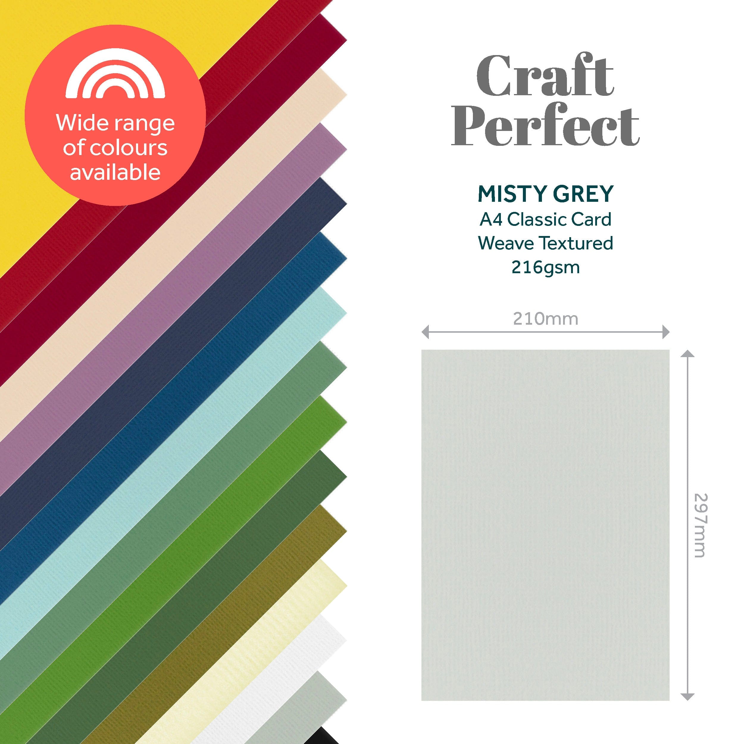 Craft Perfect Classic Card Classic Card - Misty Grey - Weave Textured - A4 - 9017e10