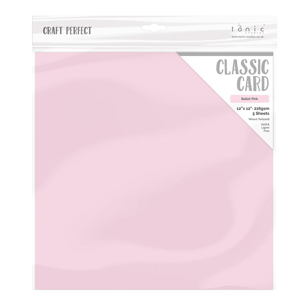 Craft Perfect Classic Card Craft Perfect - Classic Card - Ballet Pink - Weave Textured - 12" x 12" (5/Pk) - 9210e
