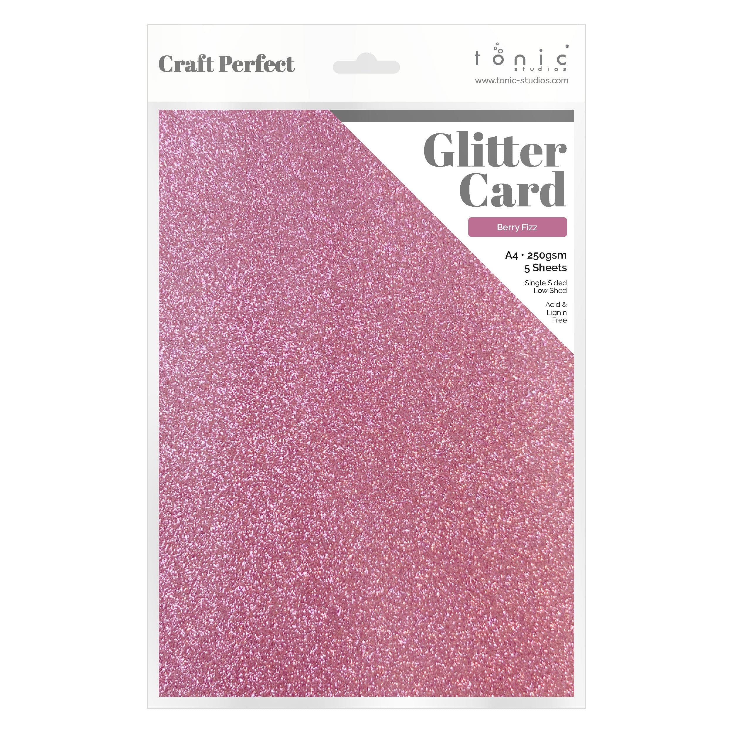 Craft Perfect Glitter Card Multipack of 3 Glitter Card - Berry Fizz - A4 - 9952E3