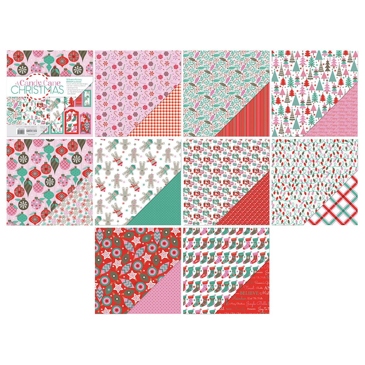 Craft Perfect New Classic Card A Candy Cane Christmas 12x12 Art Pad - 5535e