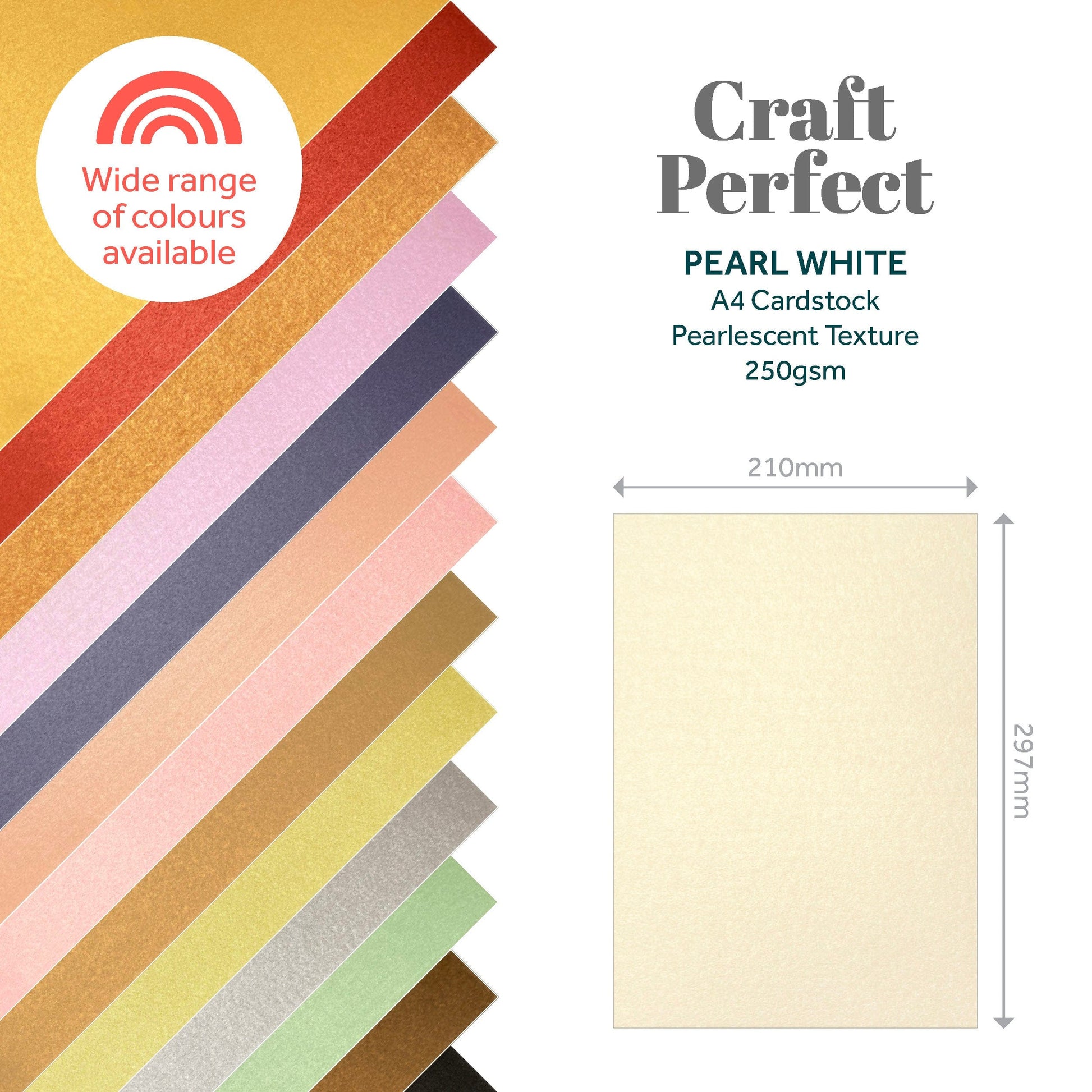 Craft Perfect Pearlescent Card Multipack of 4 Pearlescent Card - Pearl White A4 - 9497E4