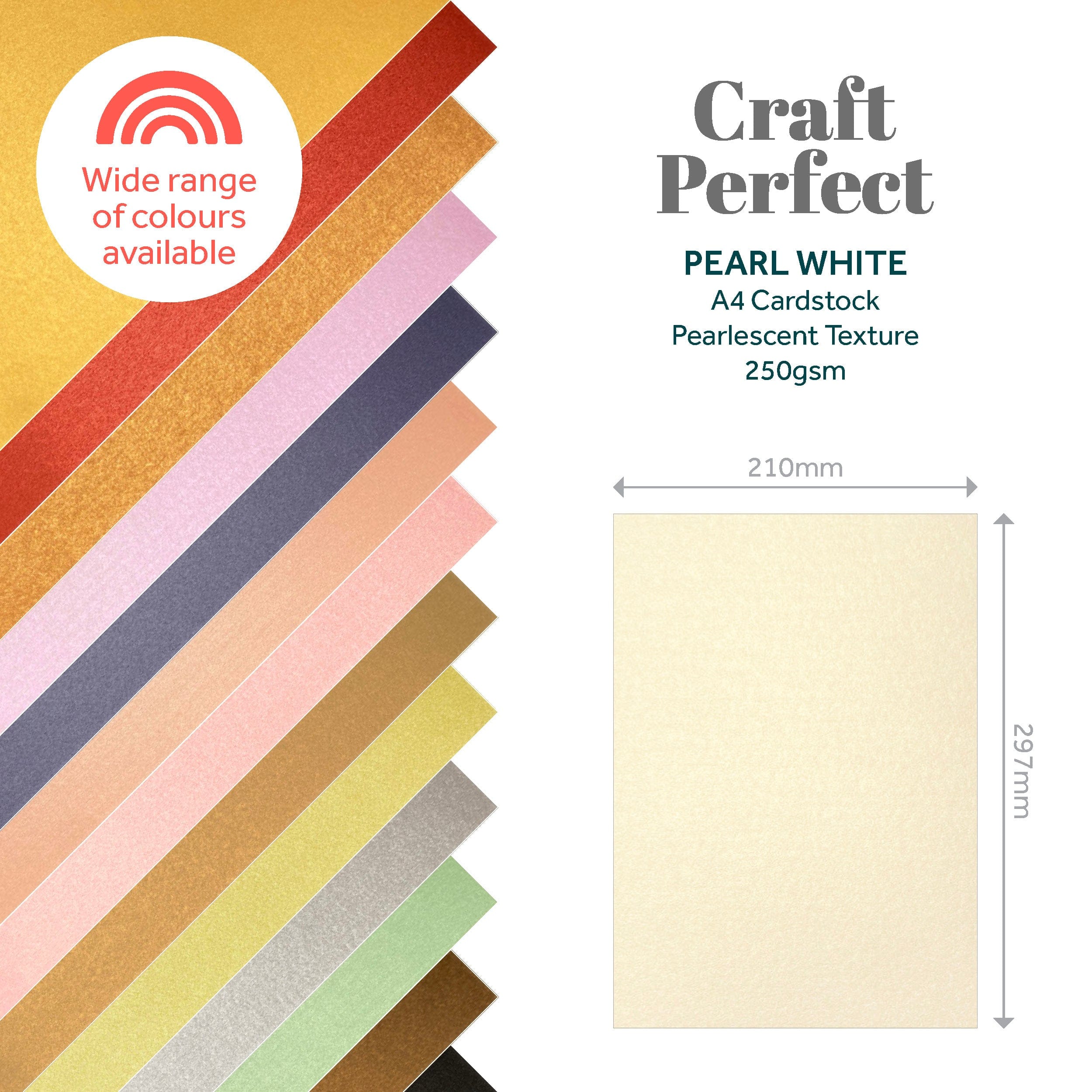 Craft Perfect Pearlescent Card Multipack of 4 Pearlescent Card - Pearl White A4 - 9497E4
