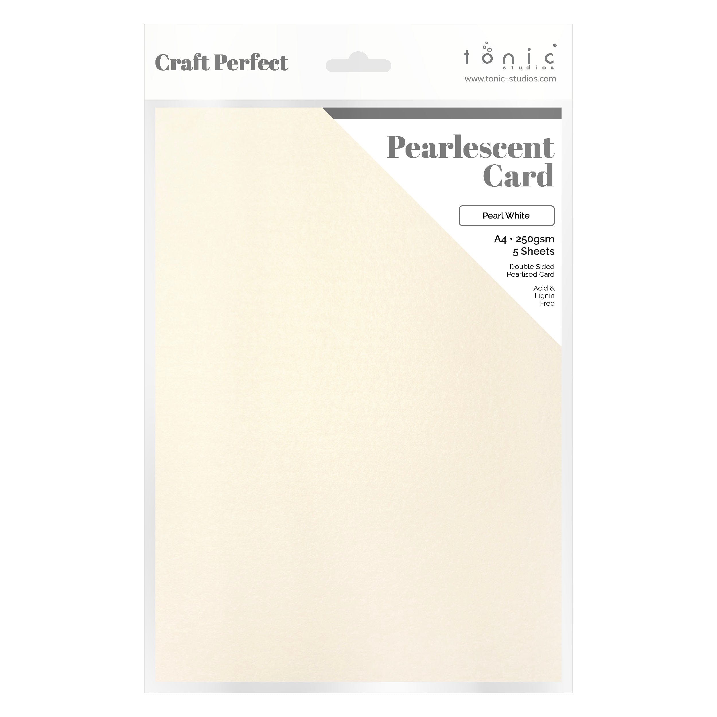 Craft Perfect Pearlescent Card Multipack of 4 Pearlescent Card - Pearl White A4 - 9497E4