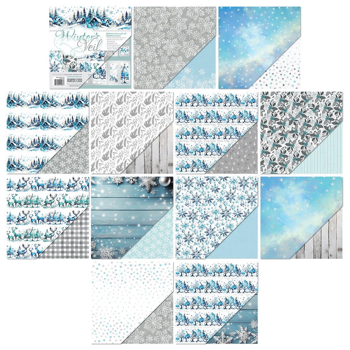 Craft Perfect Printed Papers Winter's Veil 8x8 Art Pad - 5564e