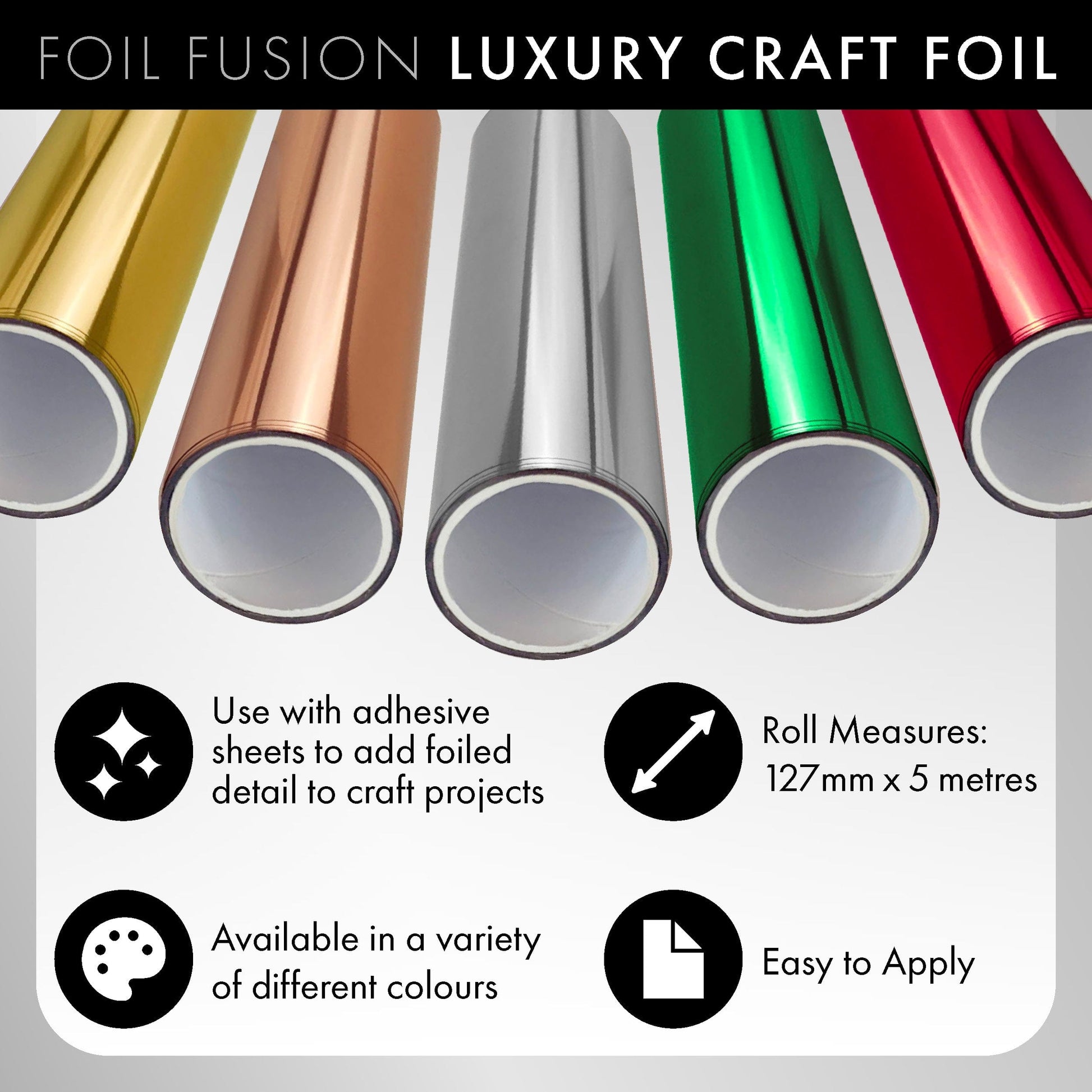 Foil Fusion Luxury Craft Foil Foil Fusion - 127mm x 5m Luxury Craft Foil - Chrome Silver - 5602e