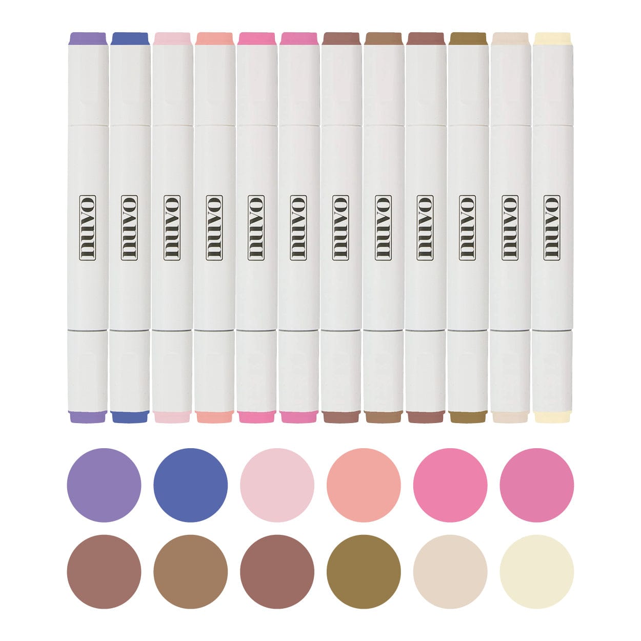 Nuvo Pens and Pencils Nuvo Alcohol Marker Pen Set – 12 Warm-Tone Dual-Tip Pens