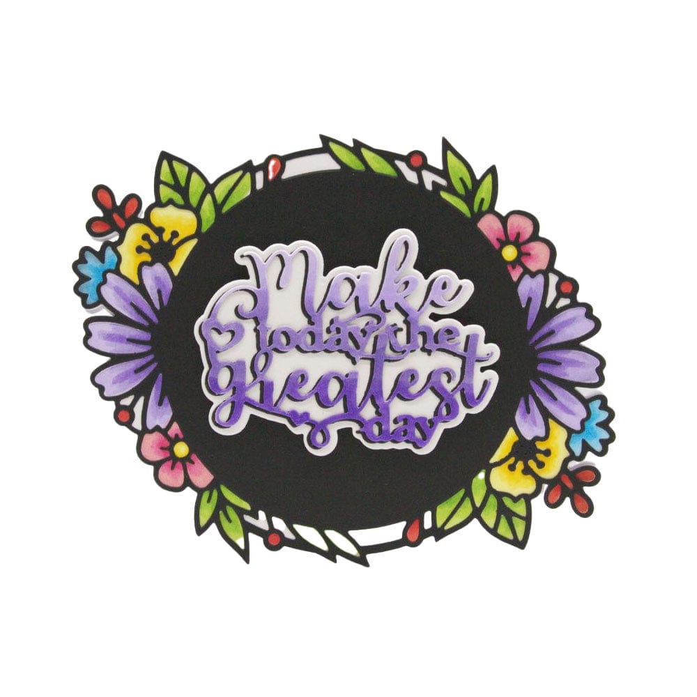 Tonic Studios Die Cutting Foliage Frames & Inspiring Sentiments - Circle Die Set - 5100E