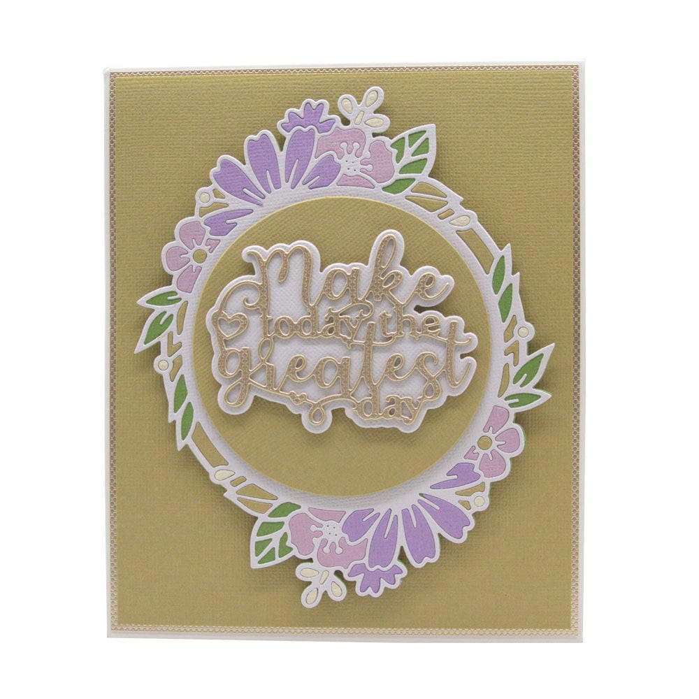 Tonic Studios Die Cutting Foliage Frames & Inspiring Sentiments - Circle Die Set - 5100E