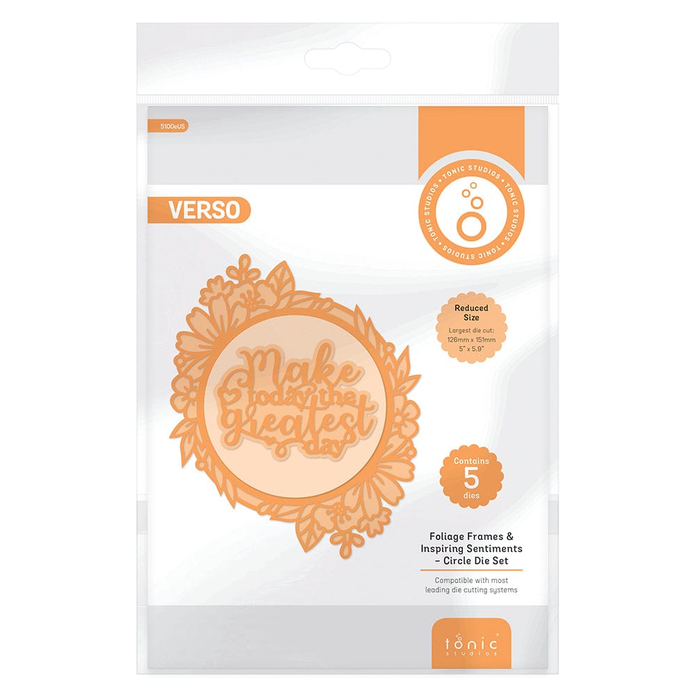 Tonic Studios Die Cutting Foliage Frames & Inspiring Sentiments - Circle Die Set - 5100E