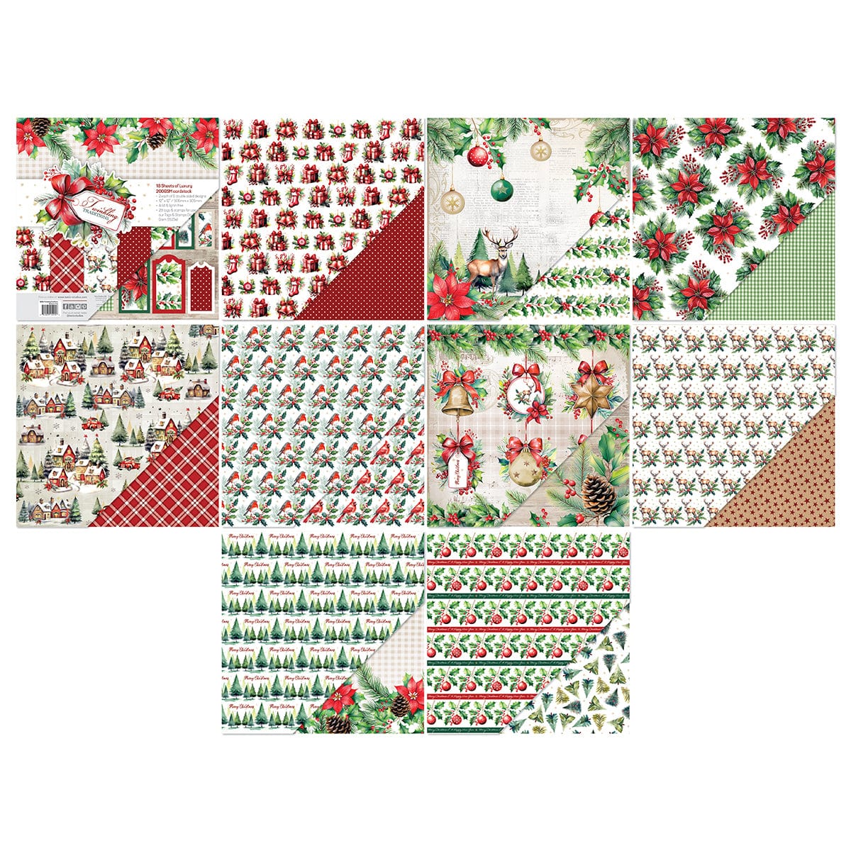 Tonic Studios Printed Papers Twinkling Traditions 12" x 12" Patterned Paper Pad - 5915e