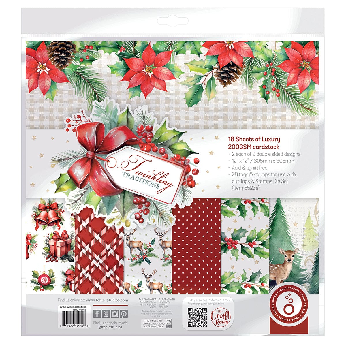 Tonic Studios Printed Papers Twinkling Traditions 12" x 12" Patterned Paper Pad - 5915e