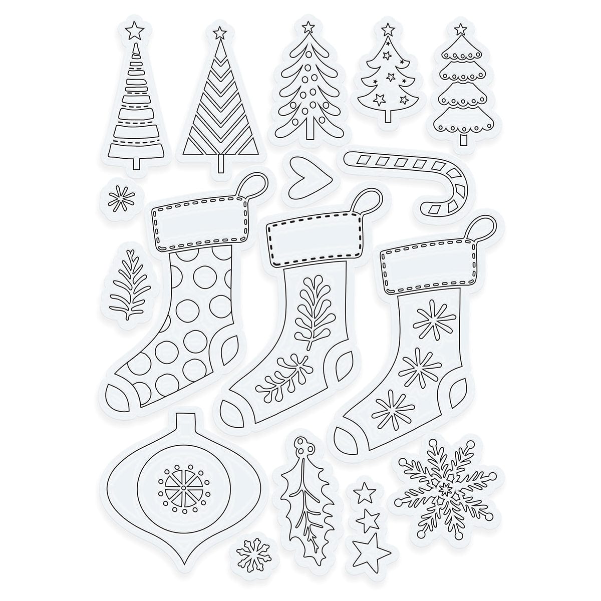 Tonic Studios Stamps A Candy Cane Christmas 3 Stockings Stamp Set - 5541e