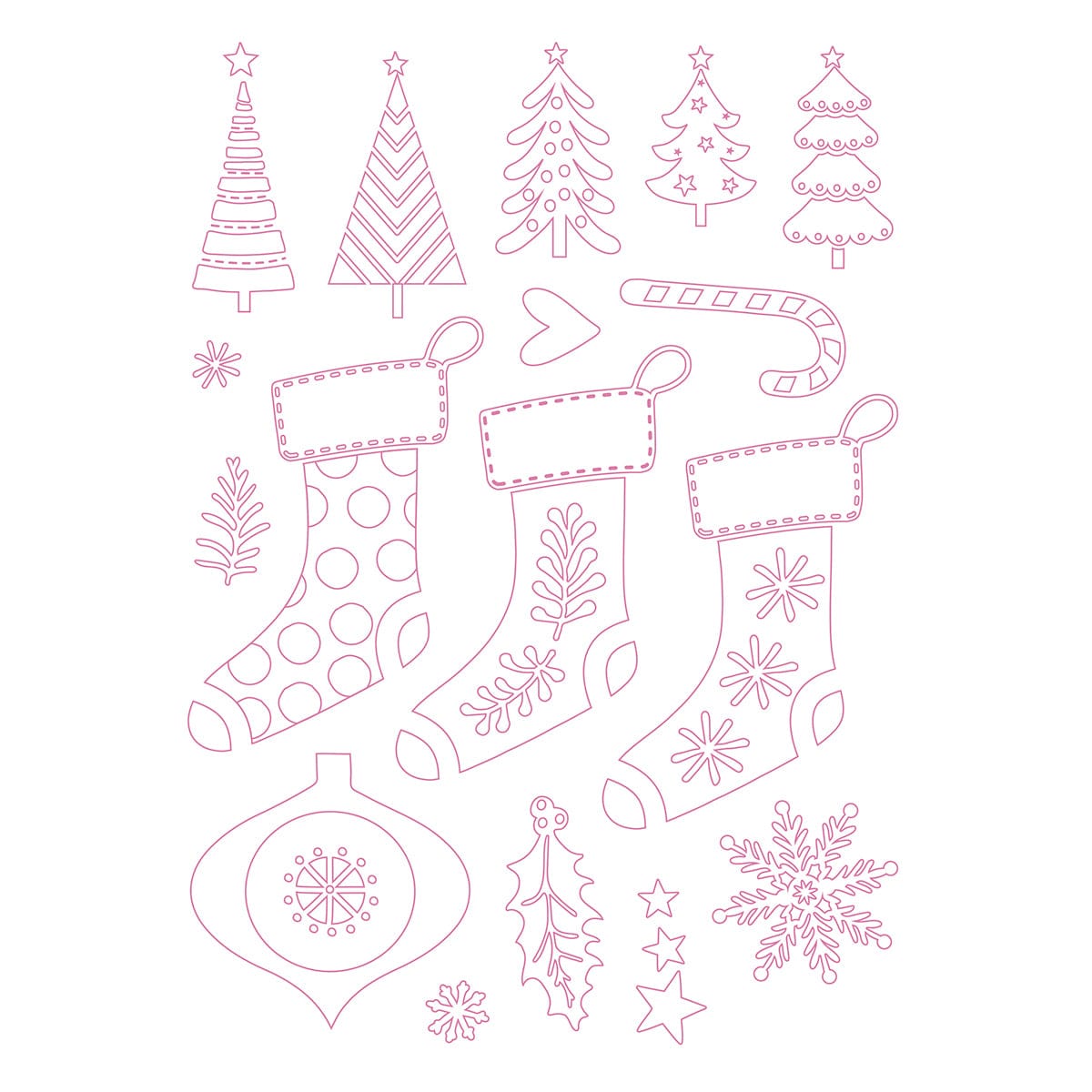 Tonic Studios Stamps A Candy Cane Christmas 3 Stockings Stamp Set - 5541e