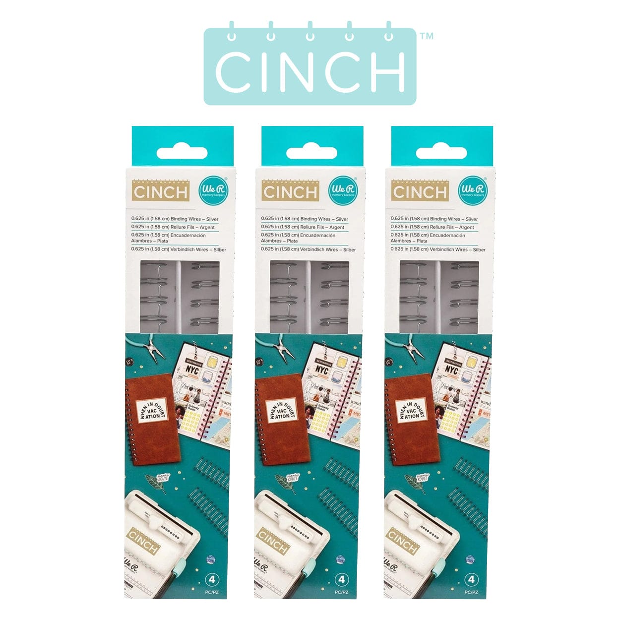 We R Makers We R Memory Keepers Cinch Binding Wires .625" x 10.5" – Silver 3-Pack (12 Total Wires)