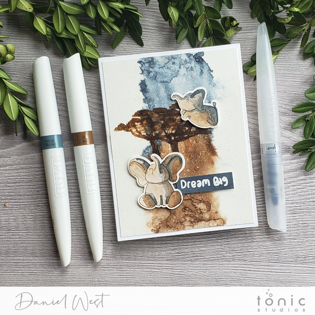 Create a Nuvo Aqua Flow Pen Watercolor Card with Ellie Goes Nuts Adorables Stamps Set – Daniel West