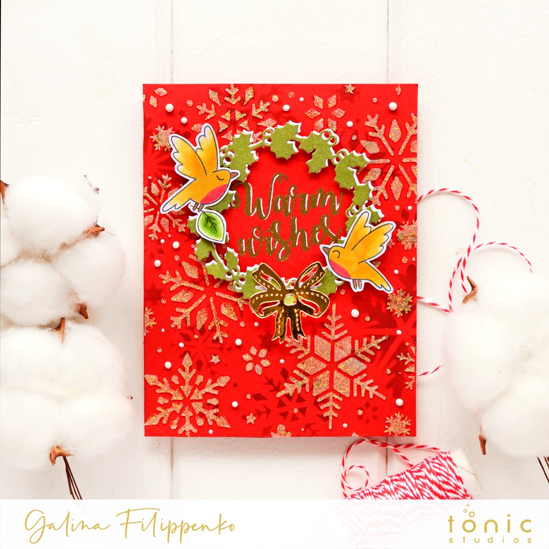 Easy Christmas card idea with Tonic Studios Supplies