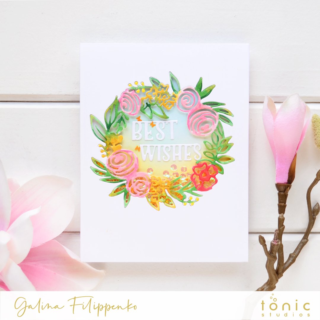 Tonic Studios Best Wishes Die set + Easy Inlaid die Cutting with Galina