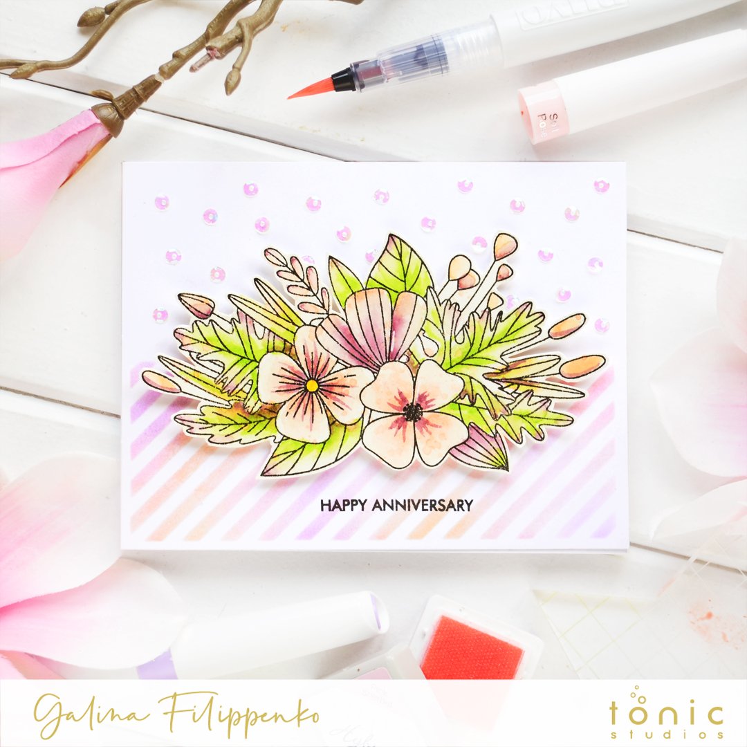 DIY stencil + Nuvo Aqua Flow pens by Galina