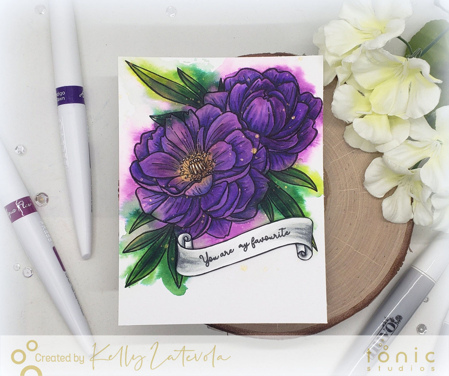 Mixed Media Aqua Flow Watercolor Peony with Kelly Latevola