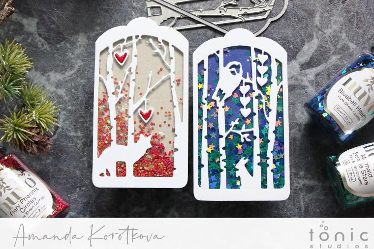 Christmas Shaker Tags with Wondrous Woods Silhouette