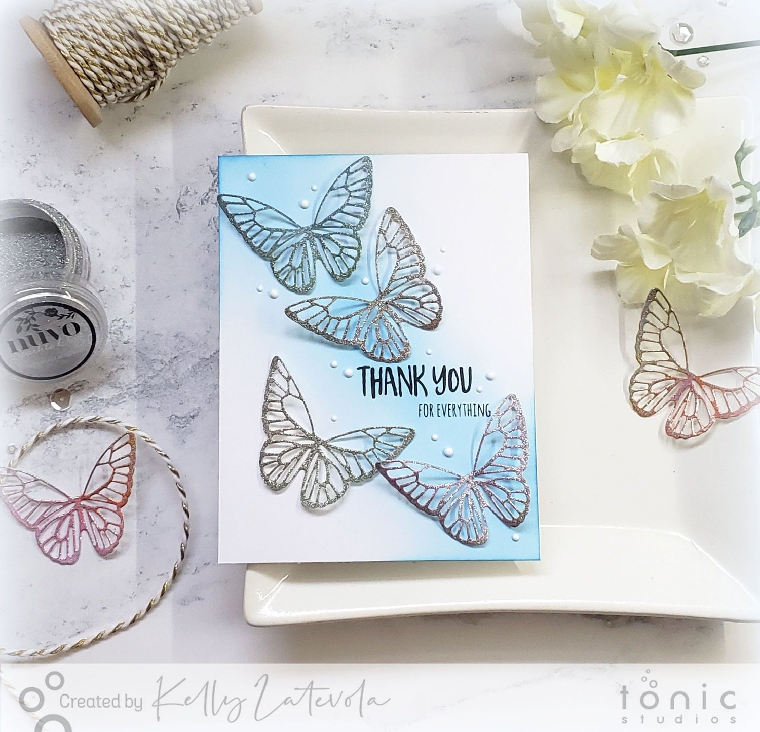 Glitter Butterfly Die Cut Card with Kelly Latevola