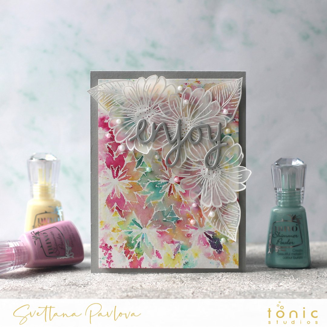 Vellum Flowers and Nuvo Shimmer Powders with Svetlana