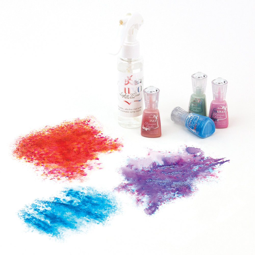 Nuvo Shimmer Powder by Tonic Studios. Shimmer Powder Bottles are a great mixed media addition to craft projects