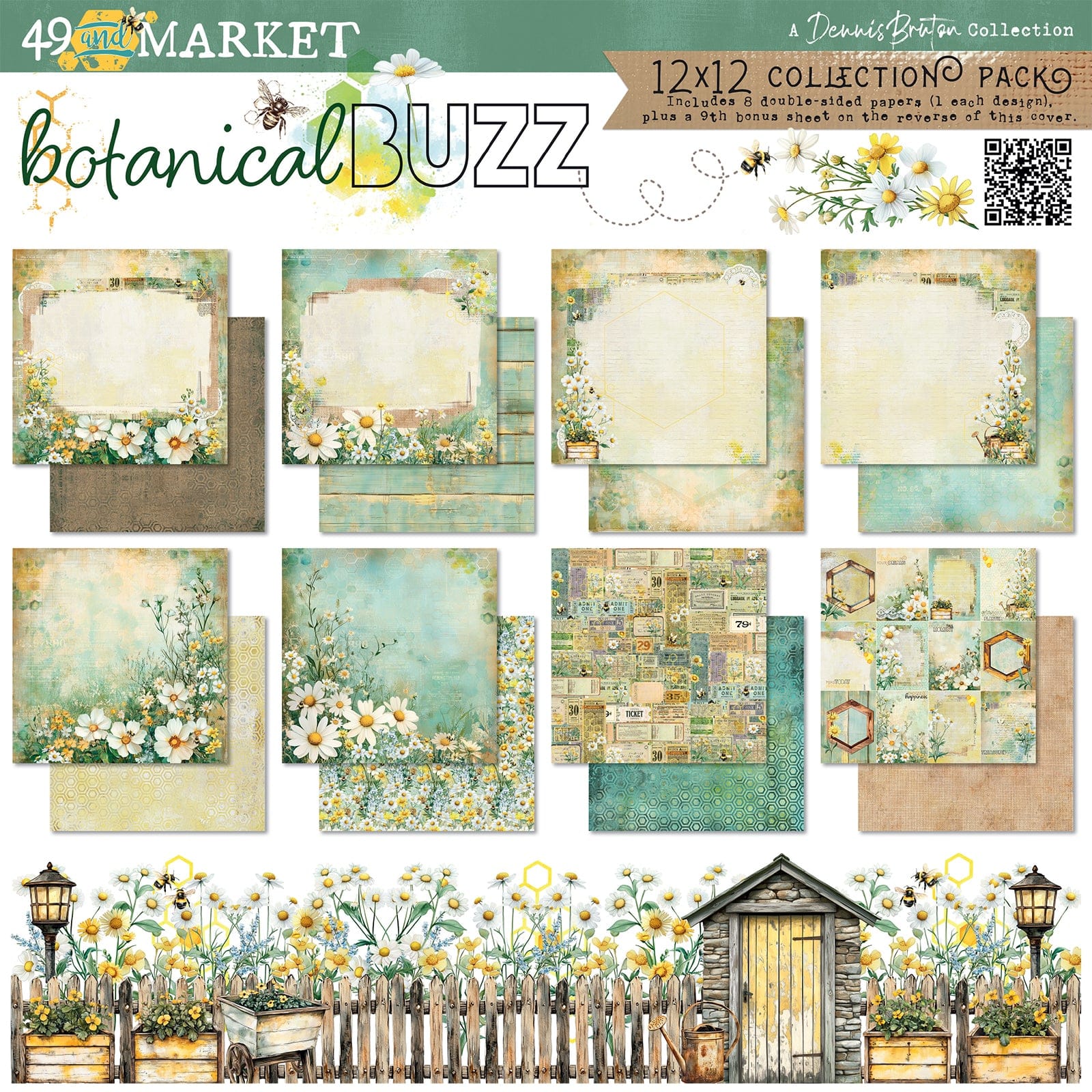 49 & Market Printed Papers 49 And Market Collection Pack 12"X12" Botanical Buzz - DBB-32239