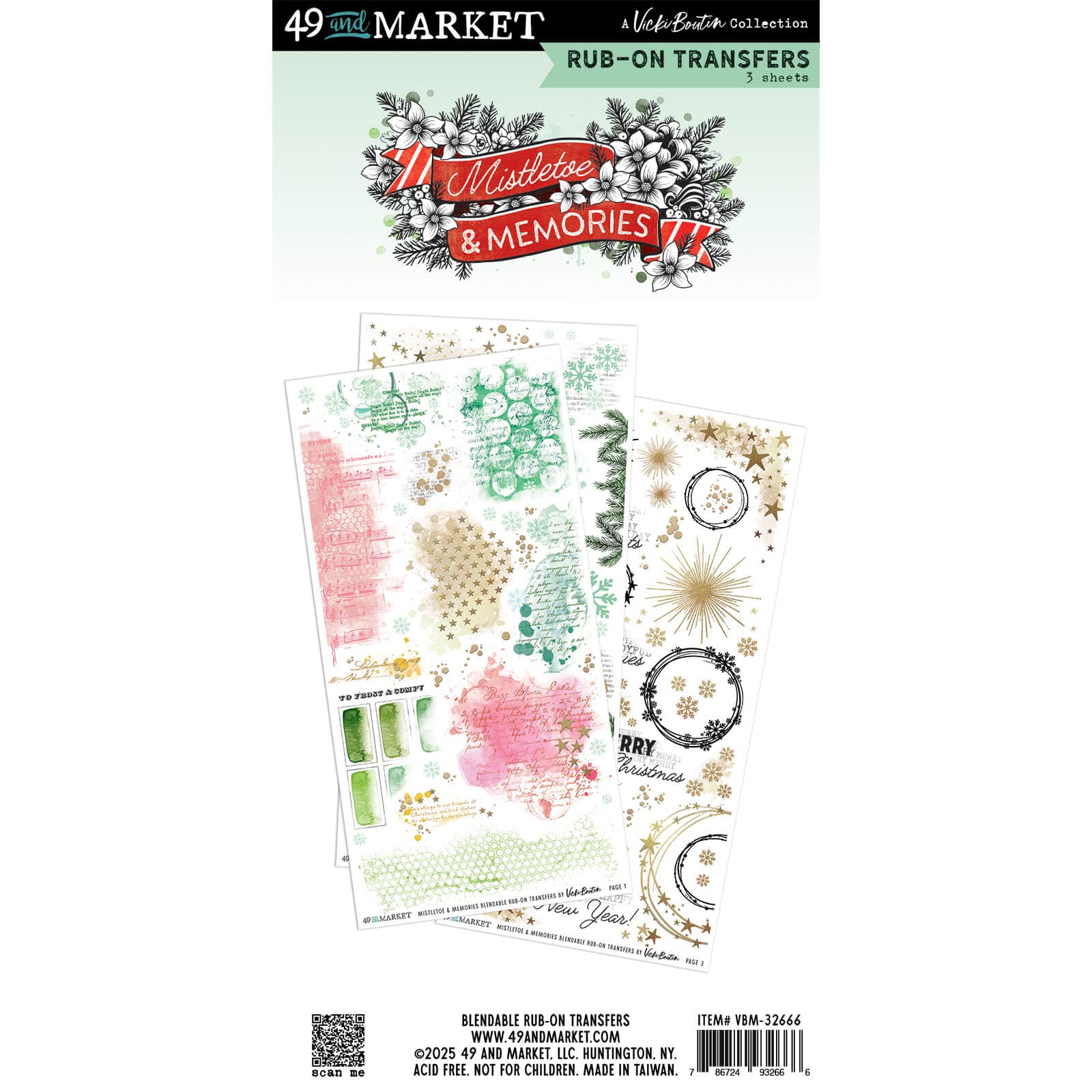 49 & Market Rub-on Transfers 49 And Market Rub-On Transfer Set Blendable, Mistletoe And Memories - VBM-32666