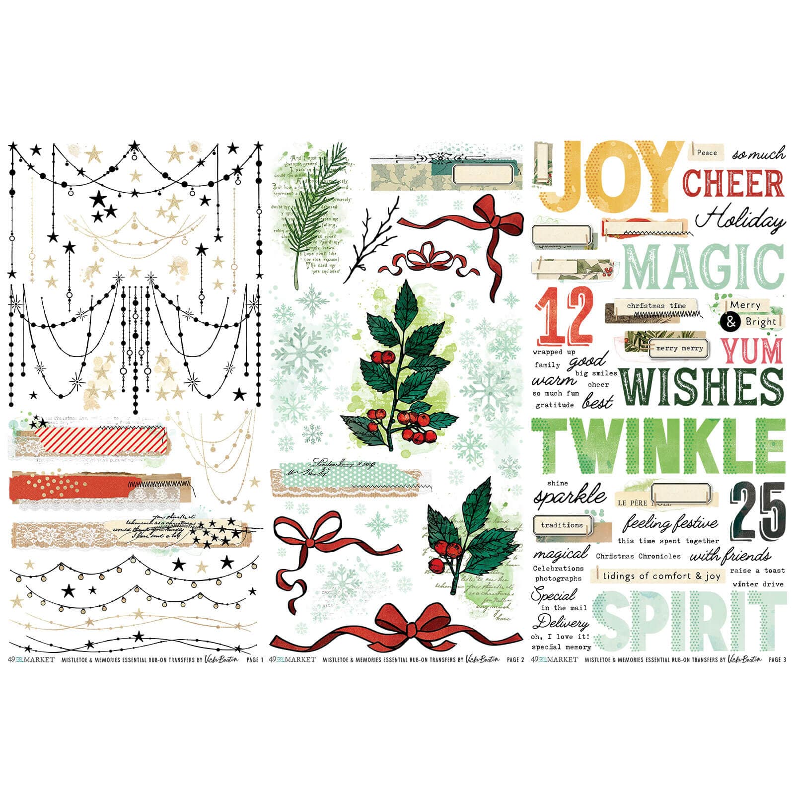 49 & Market Rub-on Transfers 49 And Market Rub-On Transfer Set Essential, Mistletoe And Memories - VBM-32659