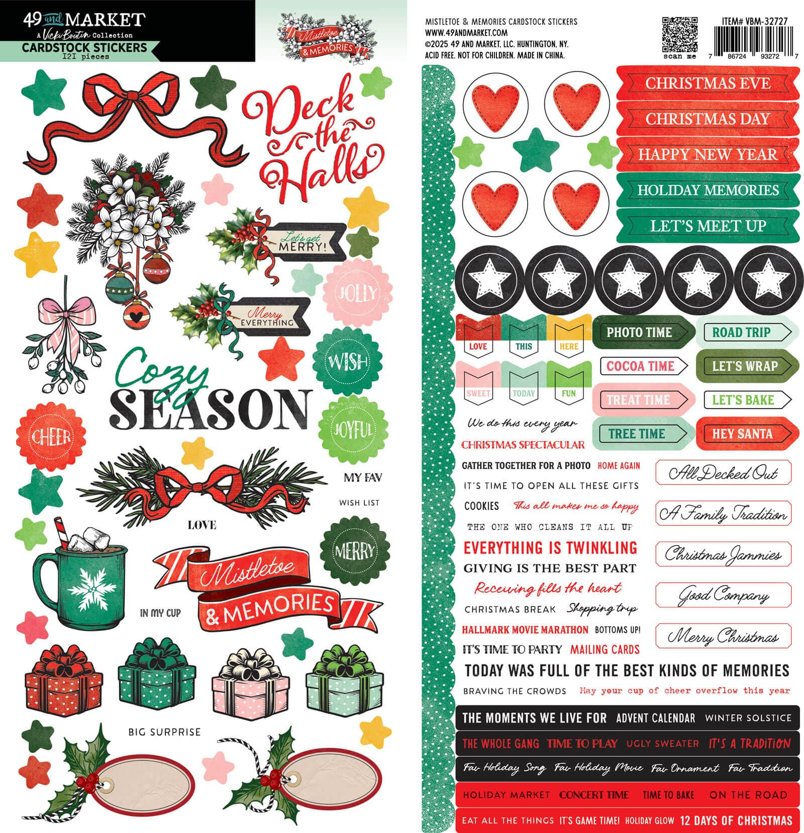 49 & Market Stickers 49 And Market Cardstock Stickers Mistletoe And Memories - VBM-32727