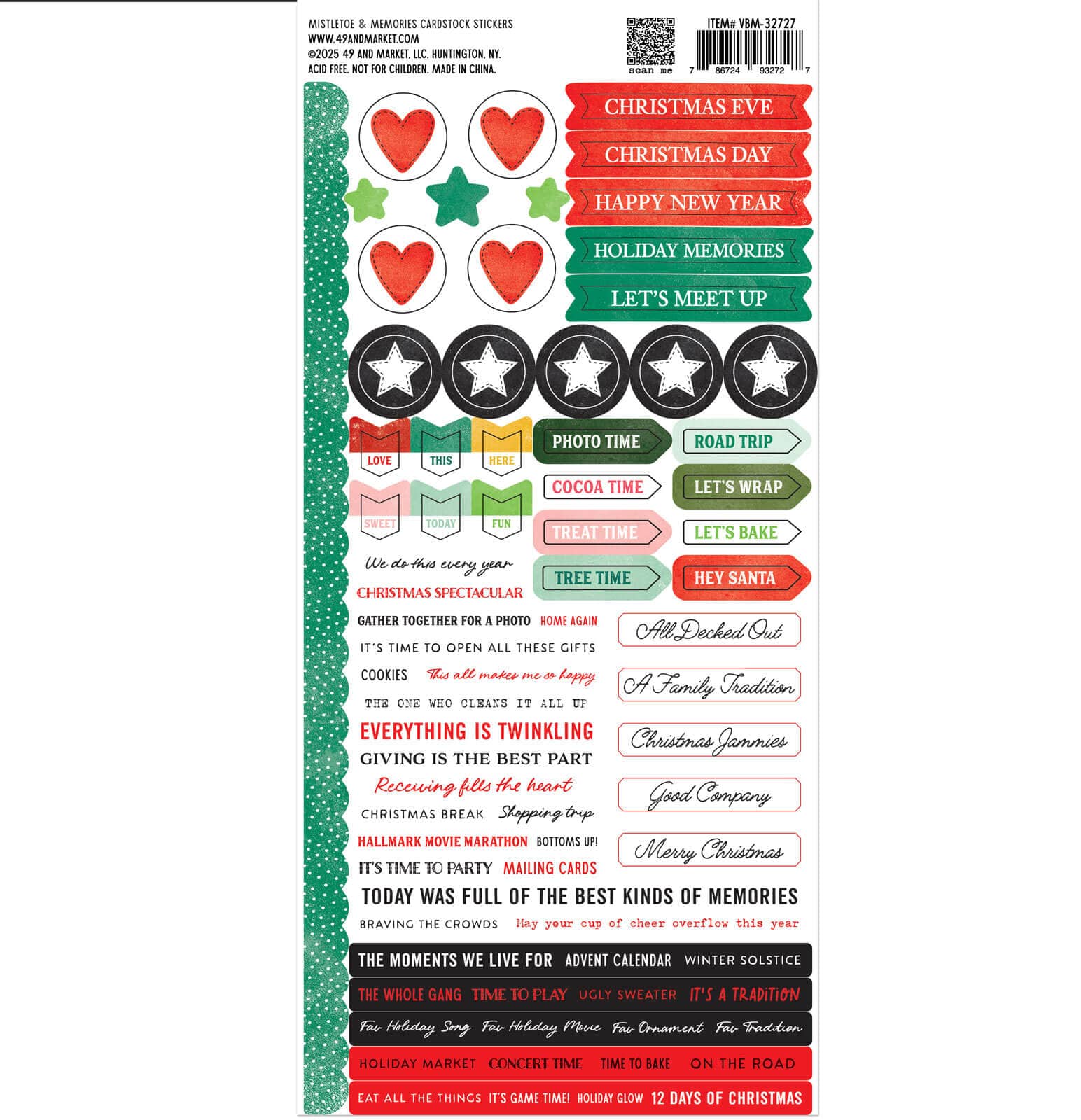 49 & Market Stickers 49 And Market Cardstock Stickers Mistletoe And Memories - VBM-32727