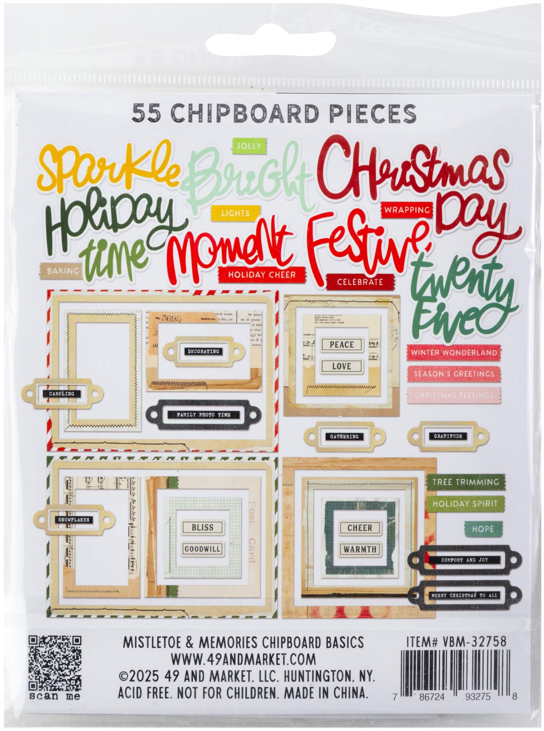 49 & Market Topper Sheets 49 And Market Chipboard Set Basics, Mistletoe And Memories - VBM-32758