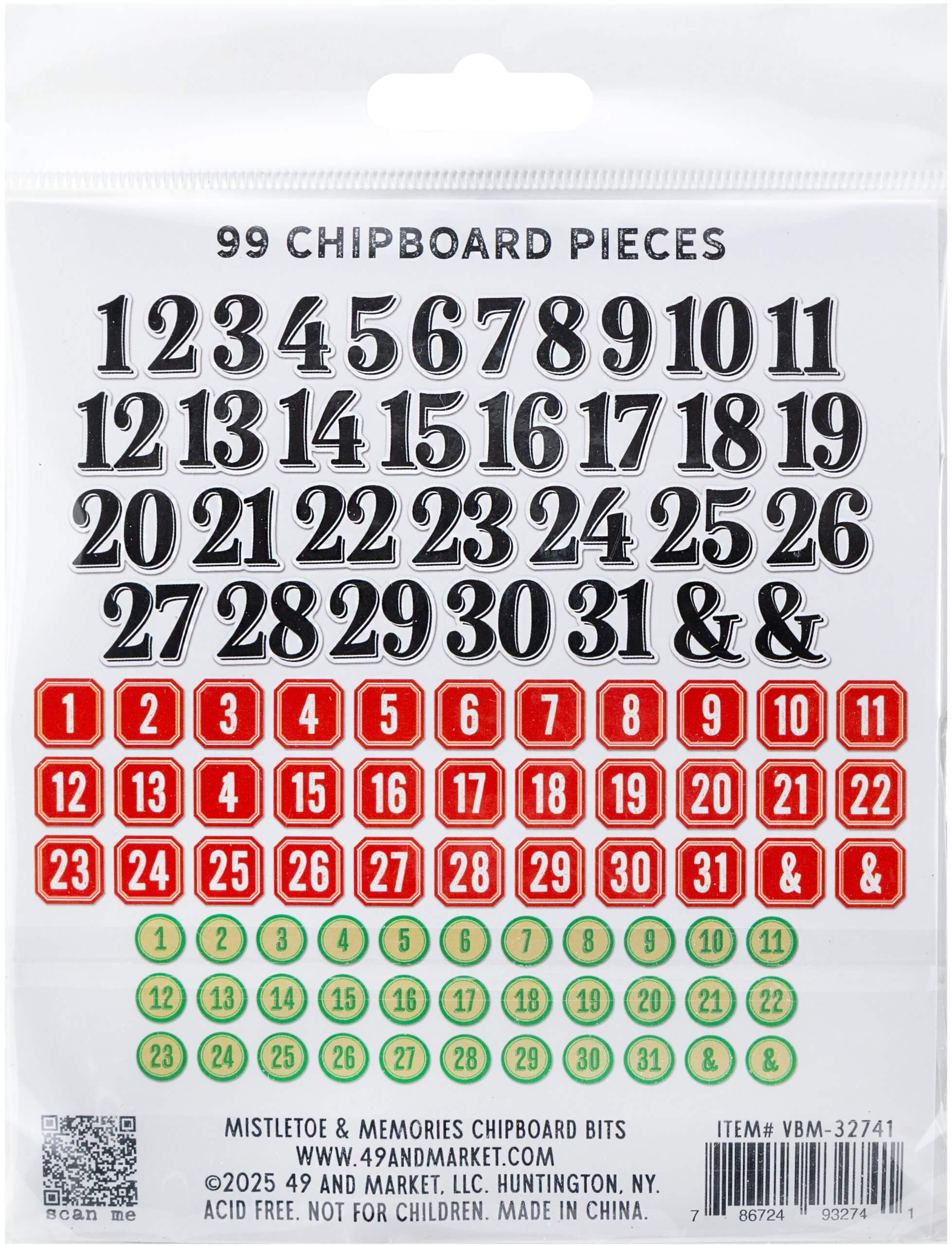 49 & Market Topper Sheets 49 And Market Chipboard Set Bits, Mistletoe And Memories - VBM-32741