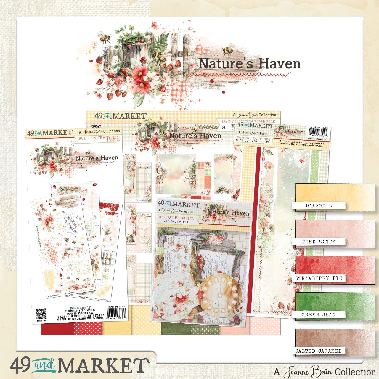 49 & Market Topper Sheets 49 And Market Fabric Tape Set, Nature's Haven - JNH-33205