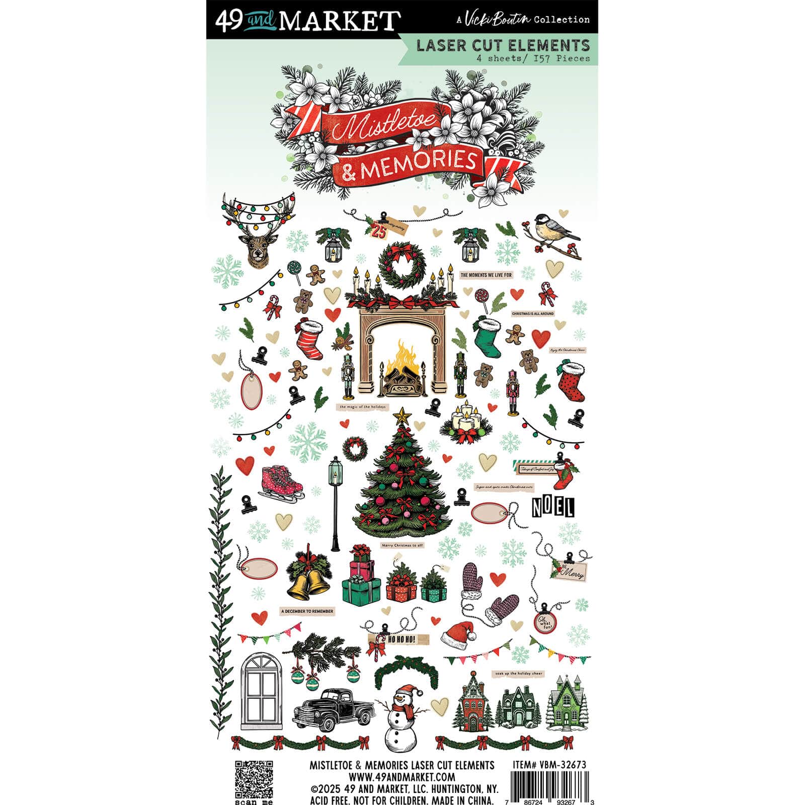49 & Market Topper Sheets 49 And Market Laser Cut Outs Elements, Mistletoe And Memories - VBM-32673