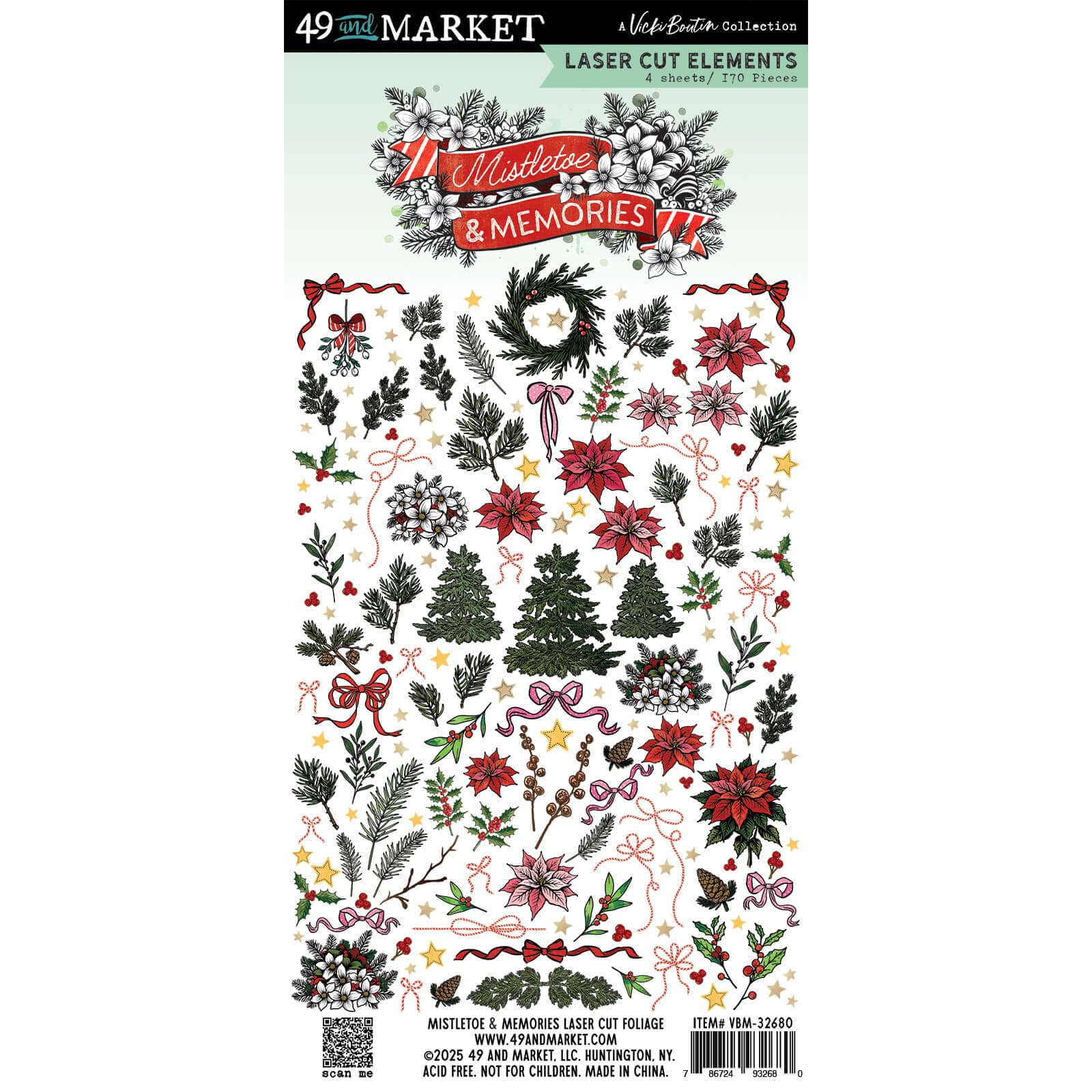 49 & Market Topper Sheets 49 And Market Laser Cut Outs Foliage, Mistletoe And Memories - VBM-32680
