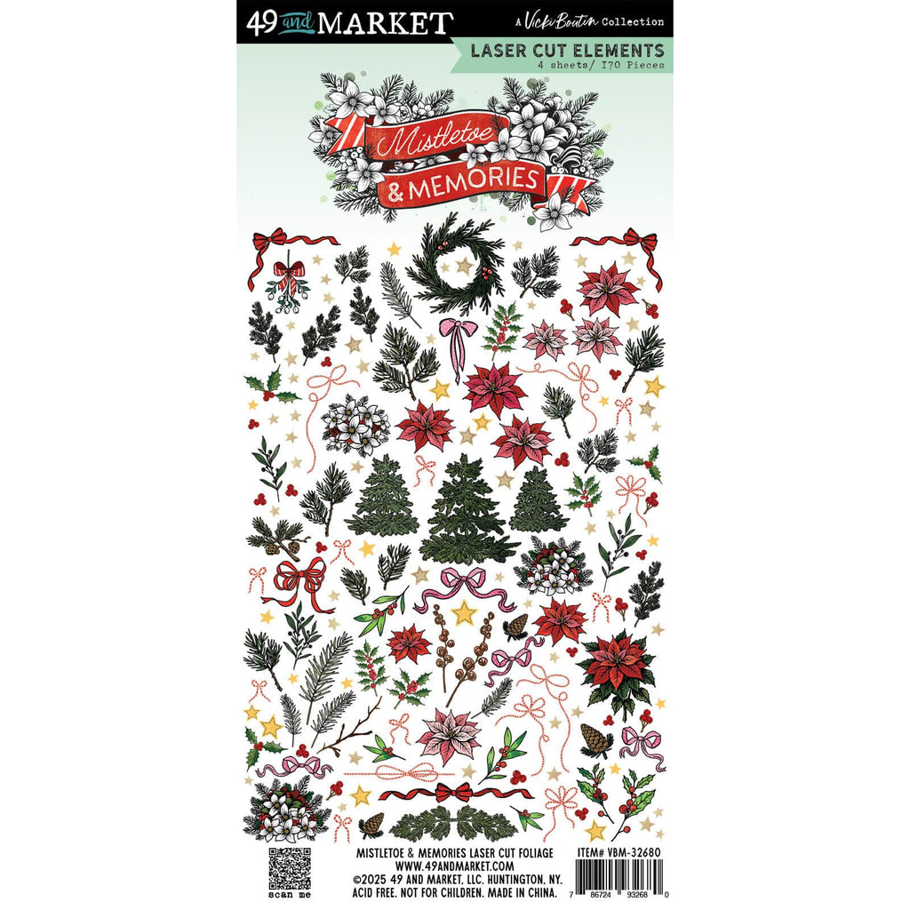 49 & Market Topper Sheets 49 And Market Laser Cut Outs Foliage, Mistletoe And Memories - VBM-32680