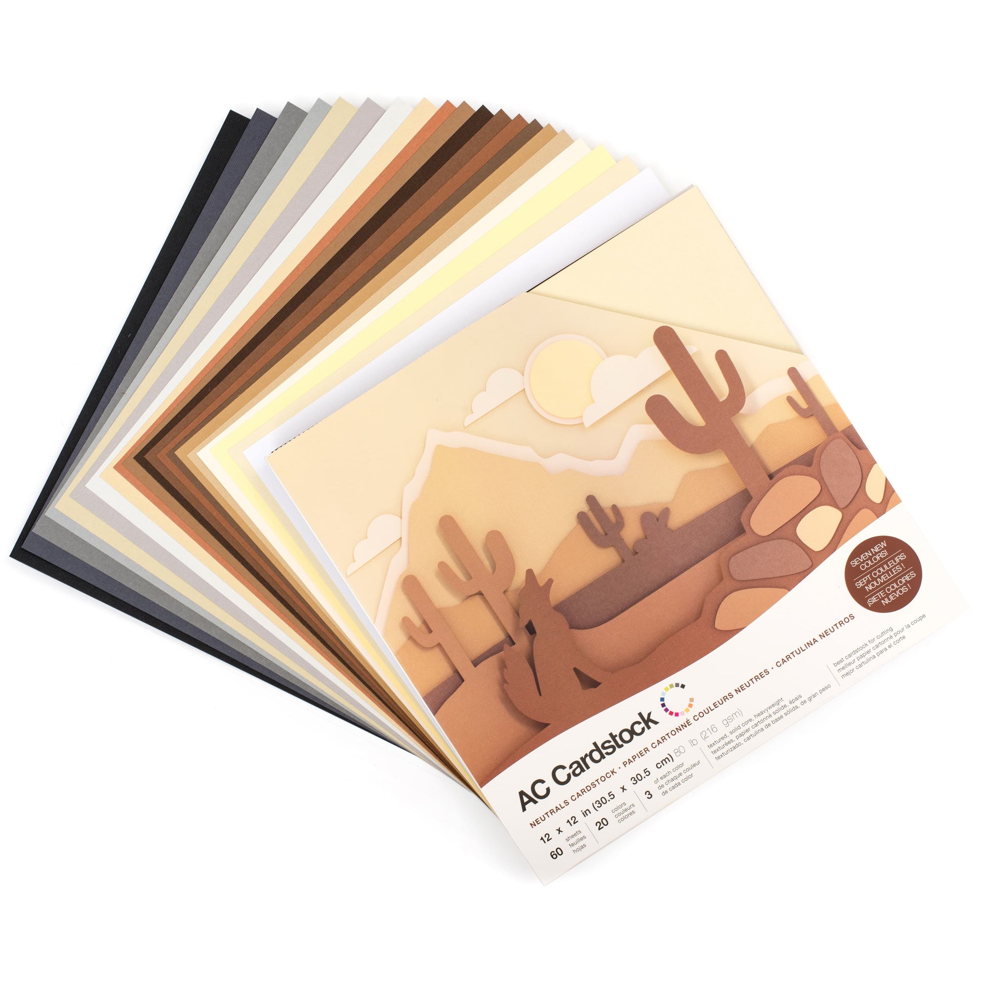 American Crafts Arts & Crafts American Crafts - Neutral Colours 12" x 12" Cardstock - 60 Sheets