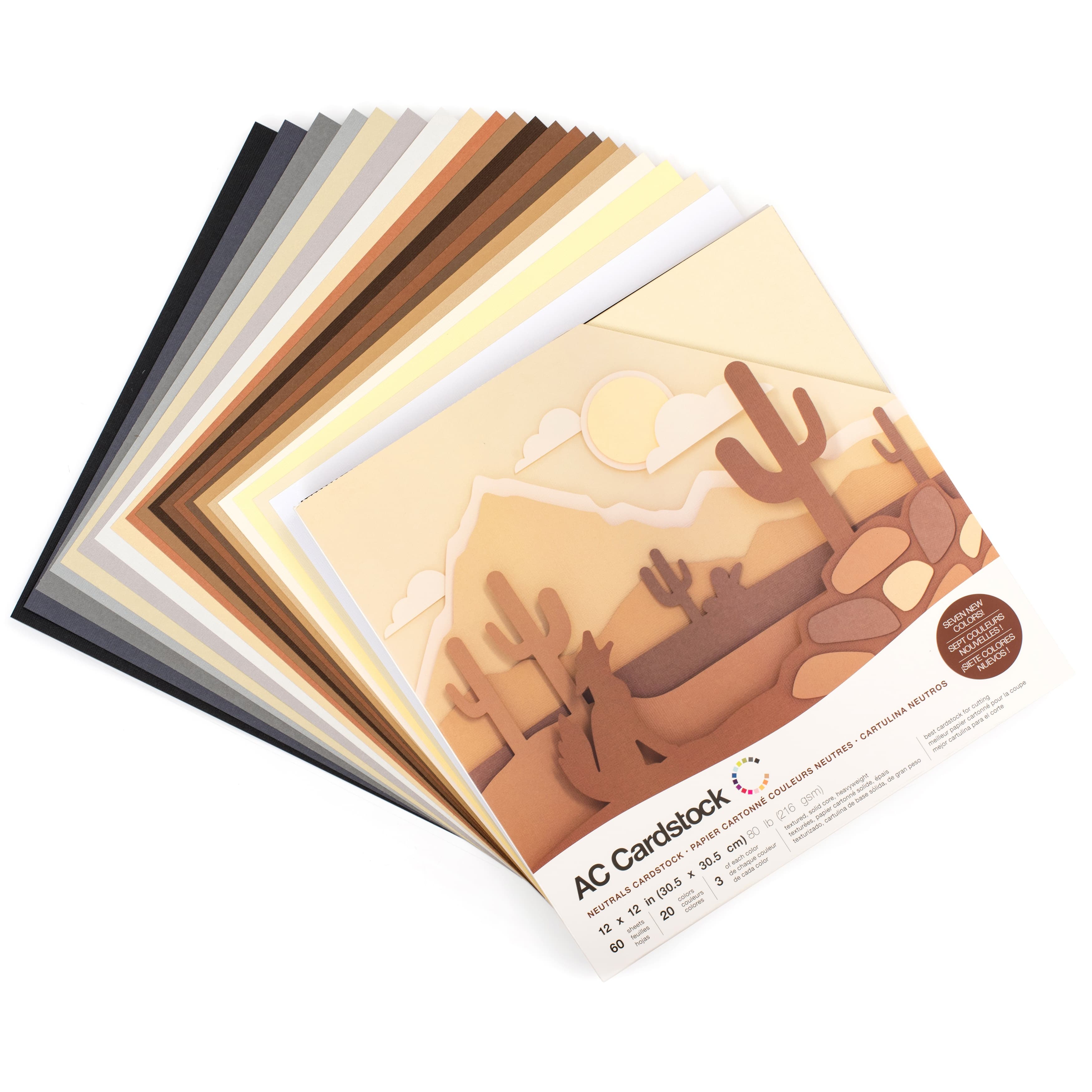 American Crafts Arts & Crafts American Crafts - Neutral Colours 12" x 12" Cardstock - 60 Sheets