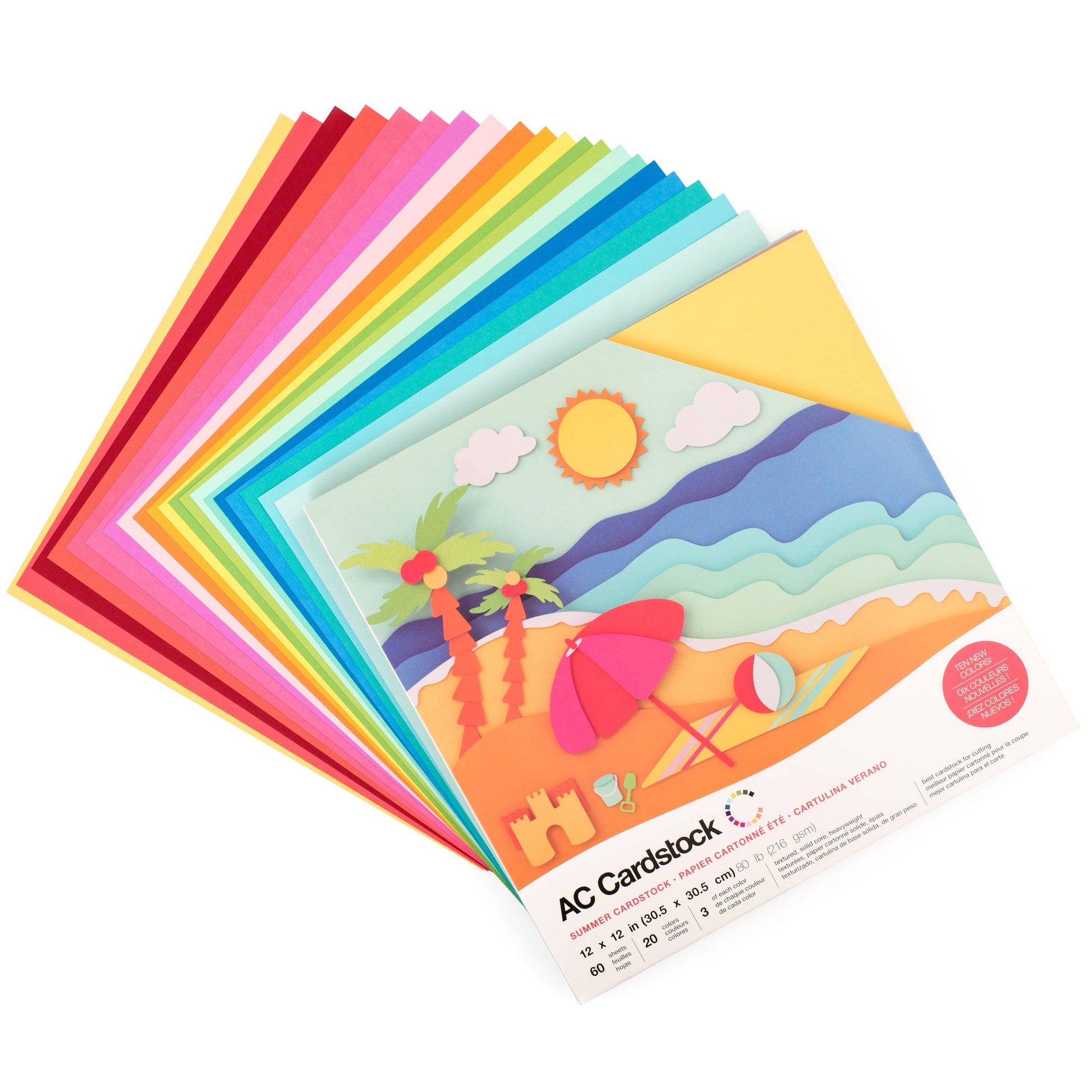 American Crafts Arts & Crafts American Crafts - Summer Colours 12" x 12" Cardstock - 60 Sheets