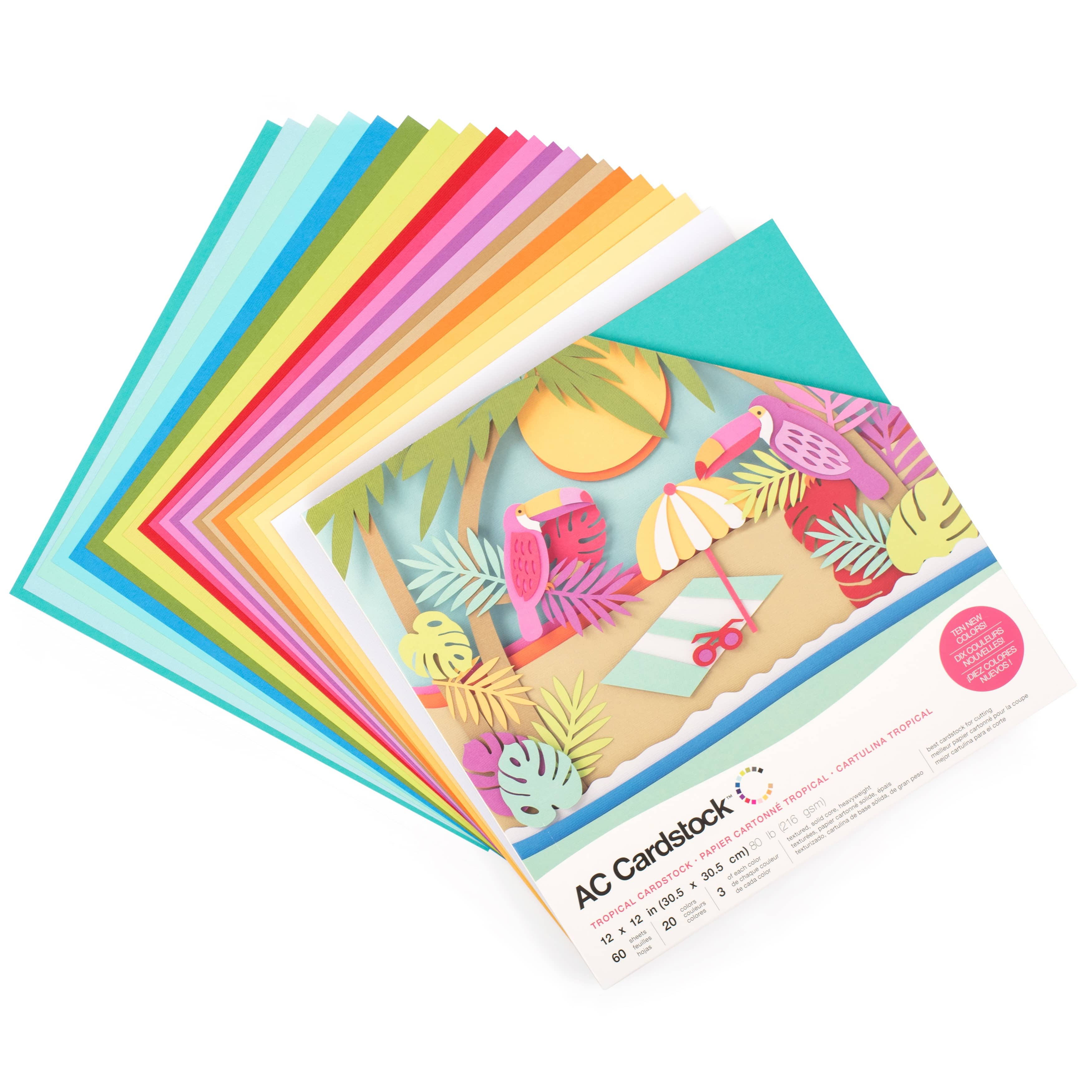 American Crafts Arts & Crafts American Crafts - Tropical Colours 12" x 12" Cardstock - 60 Sheets
