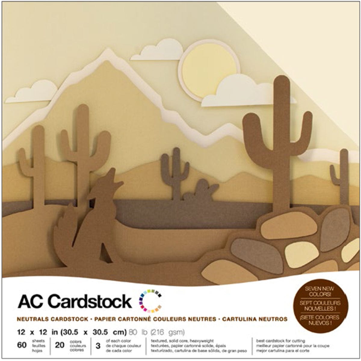 American Crafts Arts & Crafts American Crafts Variety Cardstock Pack 12"X12" 60/Pkg-Neutrals