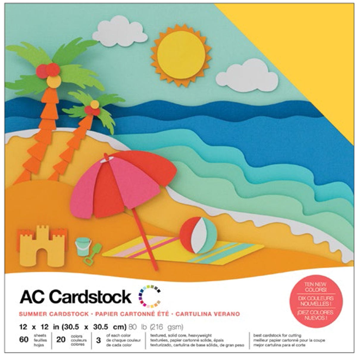 American Crafts Arts & Crafts American Crafts Variety Cardstock Pack 12"X12" 60/Pkg-Summer