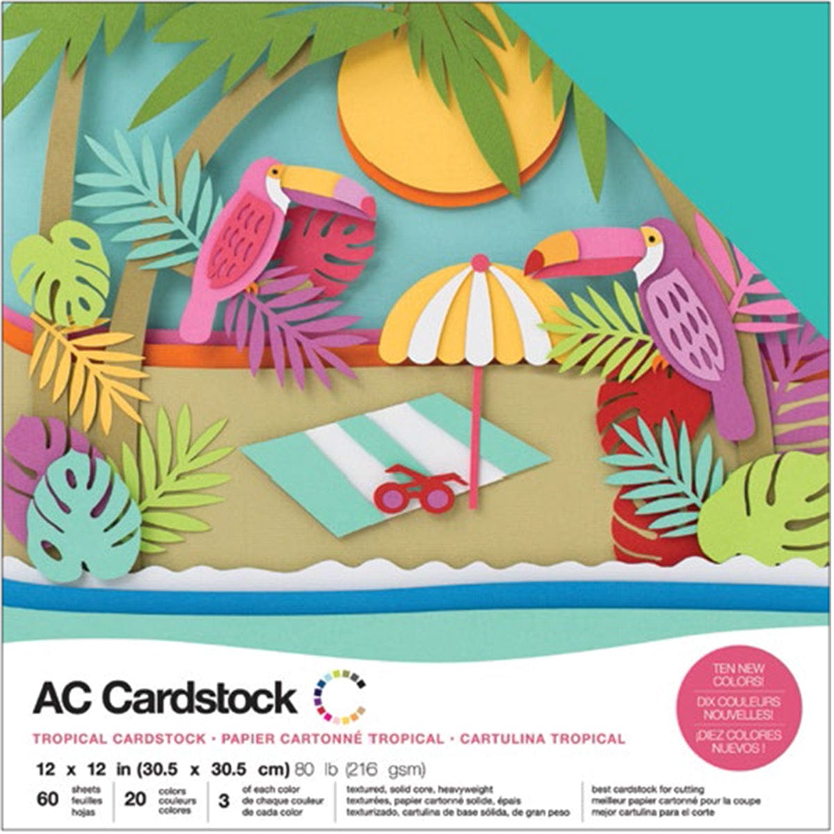American Crafts Arts & Crafts American Crafts Variety Cardstock Pack 12"X12" 60/Pkg-Tropical