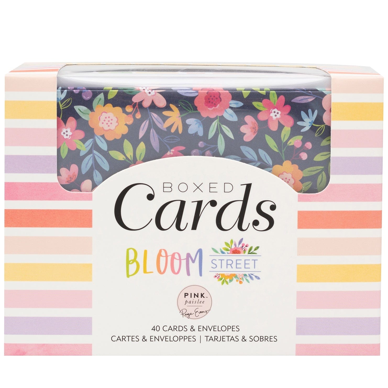 American Crafts Cards Pink Paislee A2 Cards with Envelopes - Paige Evans Bloom Street, 40 pack
