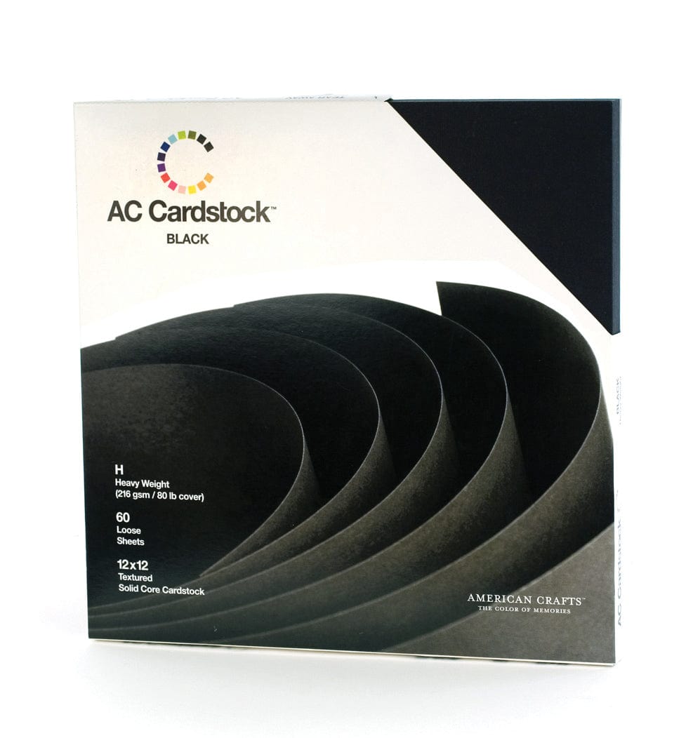 American Crafts Cardstock American Crafts 12x12" Cardstock - 60 Pack, Solid Black
